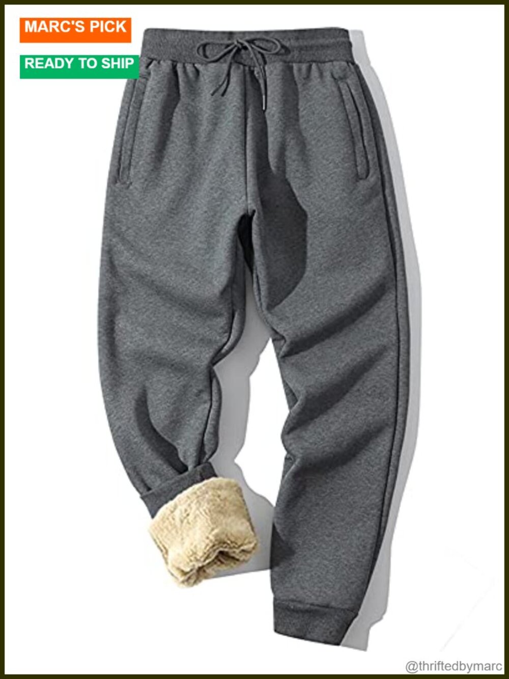 Men's Thermal Fleece Lined Jogger Pants Winter Warm Sweatpants with Zip Pockets
